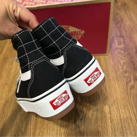 VANS filmore tapered black platform lace up shoes sneakers women’s 7.5 new - Picture 4 of 7